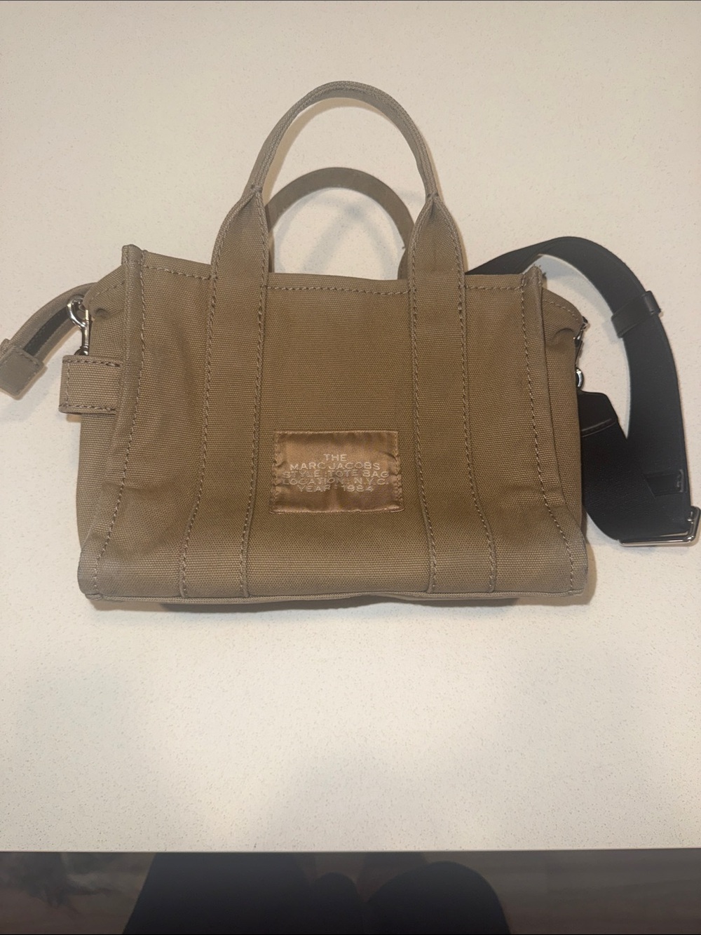Marc Jacobs Olive Green Mini Tote Bag with Logo Print - Picture 4 of 7